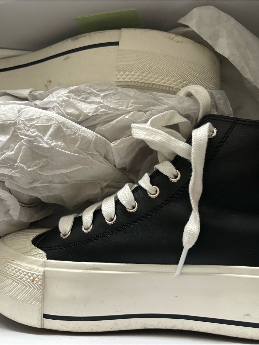Diesel Black and White Platform Lace-Up Sneakers